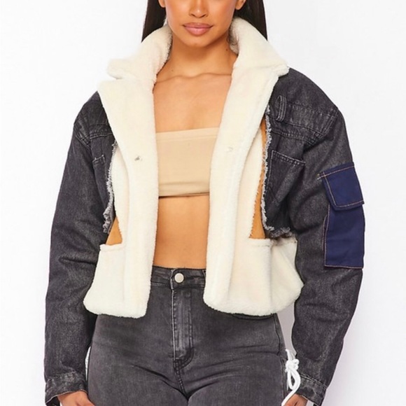 Dark Was Denim Jacket with Teddy Sherpa - Picture 2 of 5